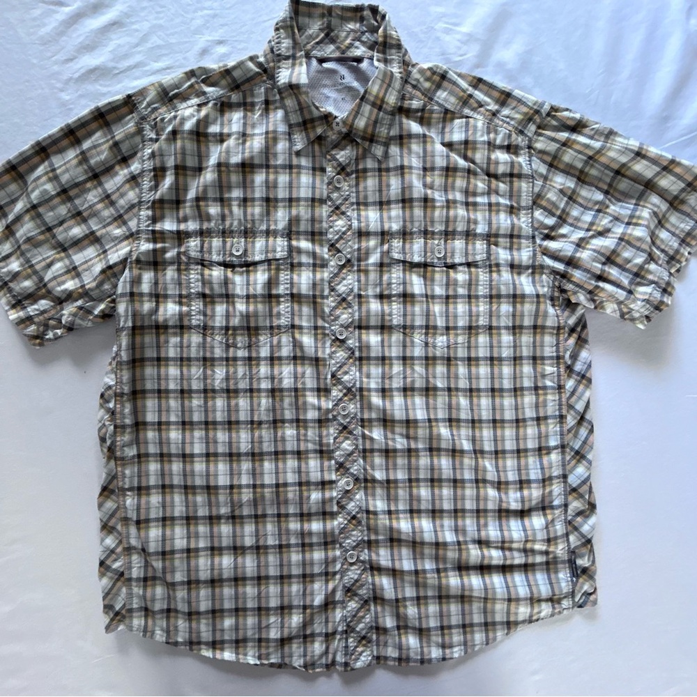 Royal Robbins Shirt Mens XL Plaid Short Sleeve Vented Hiking Outdoor Nylon